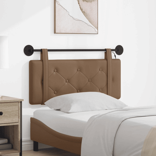 Cabeceira de cama suspensa Com luz LED Cappuccino Couro Sintético