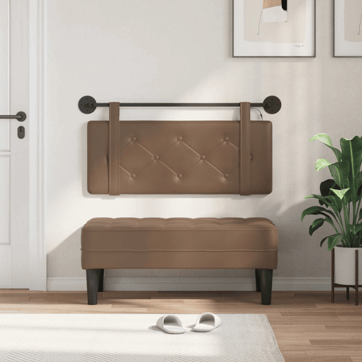 Cabeceira de cama suspensa Com luz LED Cappuccino Couro Sintético