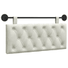 Cabeceira de cama suspensa Com luz LED Creme Veludo