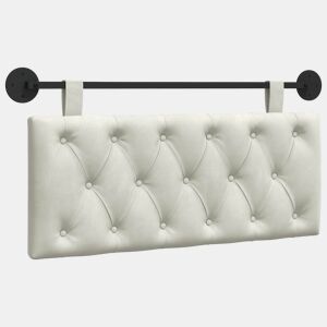 Cabeceira de cama suspensa Com luz LED Creme Veludo