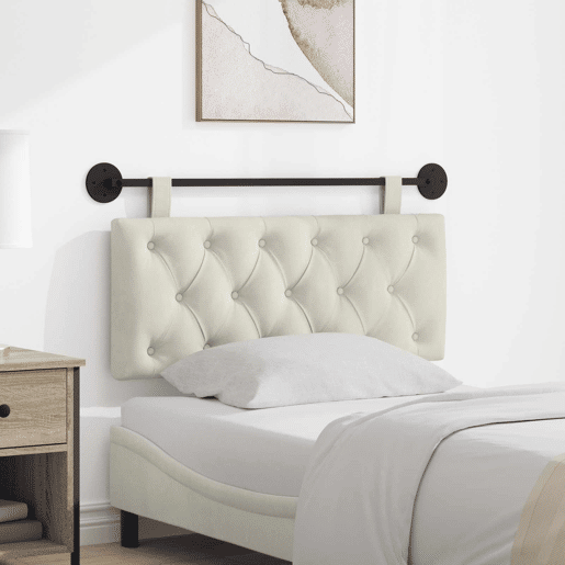 Cabeceira de cama suspensa Com luz LED Creme Veludo Cabeceira de cama suspensa Com luz LED Creme Veludo