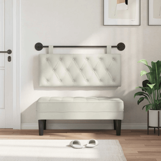 Cabeceira de cama suspensa Com luz LED Creme Veludo Cabeceira de cama suspensa Com luz LED Creme Veludo