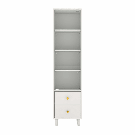 Vitrine 40 x 35 x 165 cm - iluminação LED, portas de vidro, 2 gavetas, puxadores dourados - Branco Vitrine 40 x 35 x 165 cm - iluminação LED, portas de vidro, 2 gavetas, puxadores dourados - Branco