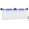 Cabeceira de cama suspensa Com luz LED Branco Tecido