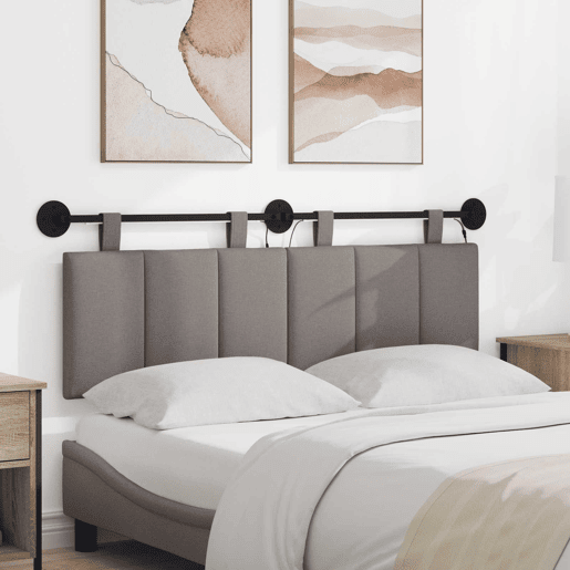 Cabeceira de cama suspensa Com luz LED Cinzento-acastanhado Tecido Cabeceira de cama suspensa Com luz LED Cinzento-acastanhado Tecido