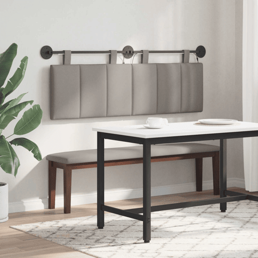 Cabeceira de cama suspensa Com luz LED Cinzento-acastanhado Tecido Cabeceira de cama suspensa Com luz LED Cinzento-acastanhado Tecido