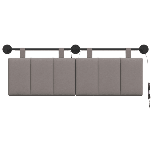 Cabeceira de cama suspensa Com luz LED Cinzento-acastanhado Tecido Cabeceira de cama suspensa Com luz LED Cinzento-acastanhado Tecido
