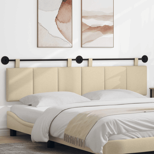 Cabeceira de cama suspensa Creme Tecido Cabeceira de cama suspensa Creme Tecido