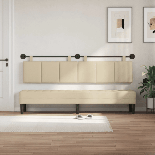 Cabeceira de cama suspensa Creme Tecido Cabeceira de cama suspensa Creme Tecido