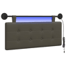 Cabeceira de cama suspensa Com luz LED Cinzento Couro Sintético