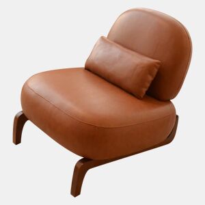 Poltrona decorativa - Veludo com almofada macia e pernas de madeira maciça - Castanho