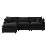 Sofá modular de 3 lugares 235×152×78 cm - Chaise longue e pufe, chenille premium - Preto