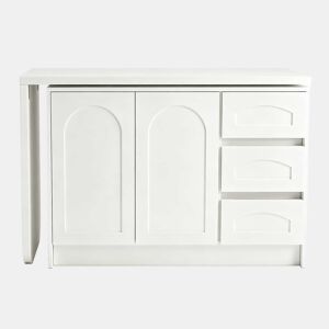Secretária de canto em L 110-170 × 40 × 75 cm u2013 giratória a 360°, 3 gavetas e armário u2013 Branco