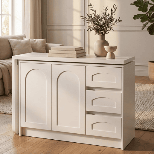 Secretária de canto em L 110-170 × 40 × 75 cm u2013 giratória a 360°, 3 gavetas e armário u2013 Branco Secretária de canto em L 110-170 × 40 × 75 cm u2013 giratória a 360°, 3 gavetas e armário u2013 Branco