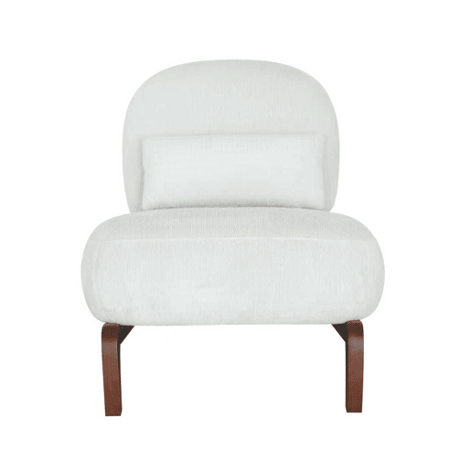 Poltrona de apoio - Tecido macio, almofada acolchoada, pés de madeira maciça, sem braços - Branco Poltrona de apoio - Tecido macio, almofada acolchoada, pés de madeira maciça, sem braços - Branco
