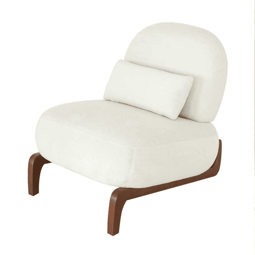 Poltrona de apoio - Tecido macio, almofada acolchoada, pés de madeira maciça, sem braços - Branco Poltrona de apoio - Tecido macio, almofada acolchoada, pés de madeira maciça, sem braços - Branco