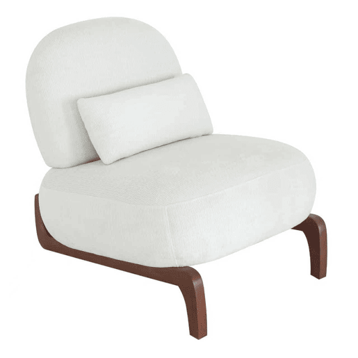 Poltrona de apoio - Tecido macio, almofada acolchoada, pés de madeira maciça, sem braços - Branco Poltrona de apoio - Tecido macio, almofada acolchoada, pés de madeira maciça, sem braços - Branco