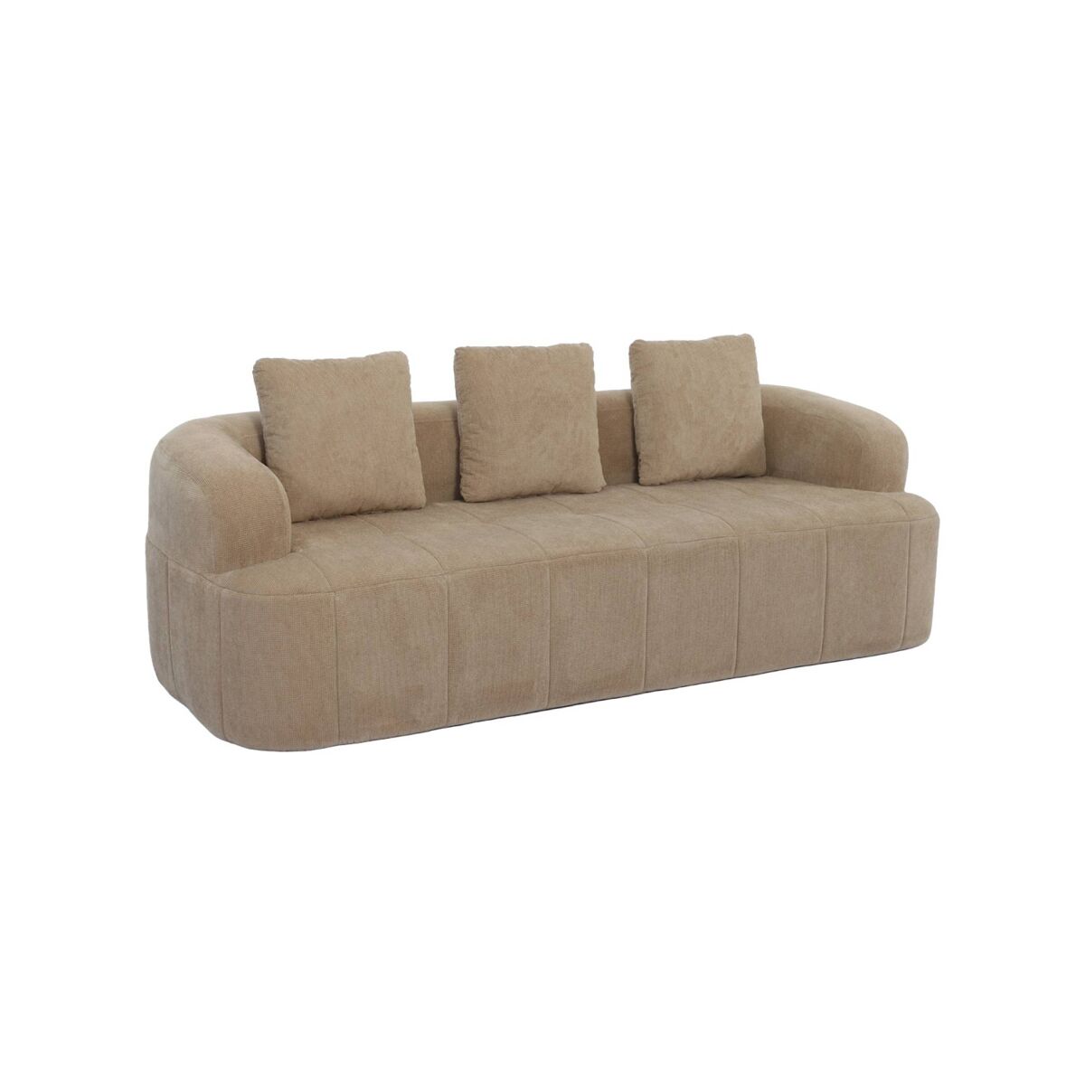 Sofá envasado al vacío de tela, 3 plazas, nelio, beige oscuro, 230x92x68 cm