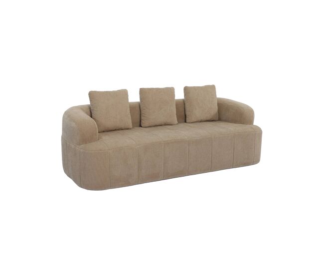 Sofá envasado al vacío de tela, 3 plazas, nelio, beige oscuro, 230x92x68 cm