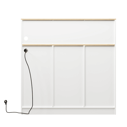 Aparador de bar com LED - u2014 - com tomadas, porta-copos, suporte para garrafas de vinho, arrumação em várias camadas, ideal para restaurantes e cozinhas - Branco+Natural Aparador de bar com LED - u2014 - com tomadas, porta-copos, suporte para garrafas de vinho, arrumação em várias camadas, ideal para restaurantes e cozinhas - Branco+Natural