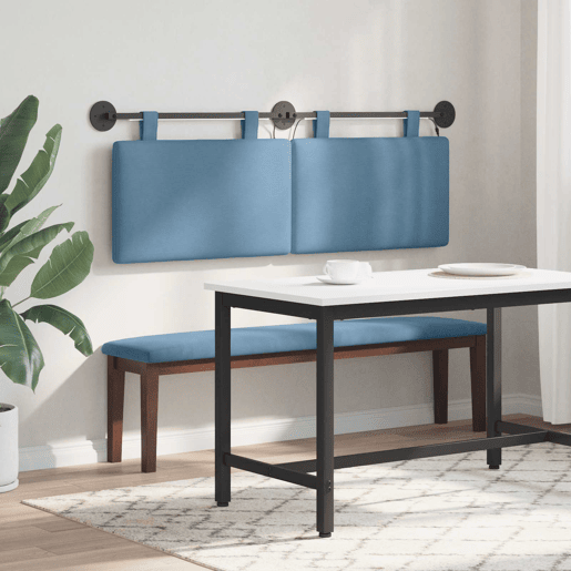 Cabeceira de cama suspensa Com luz LED Azul Tecido de Veludo Cotele Cabeceira de cama suspensa Com luz LED Azul Tecido de Veludo Cotele
