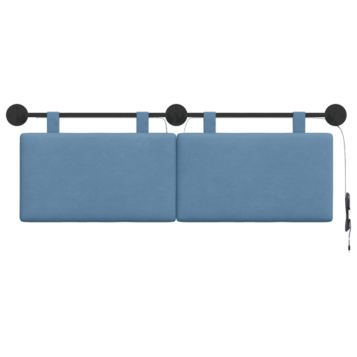 Cabeceira de cama suspensa Com luz LED Azul Tecido de Veludo Cotele Cabeceira de cama suspensa Com luz LED Azul Tecido de Veludo Cotele
