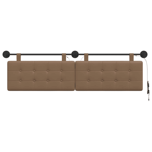 Cabeceira de cama suspensa Com luz LED Cappuccino Couro Sintético Cabeceira de cama suspensa Com luz LED Cappuccino Couro Sintético