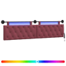 Cabeceira de cama suspensa Com luz LED Vinho Vermelho Tecido