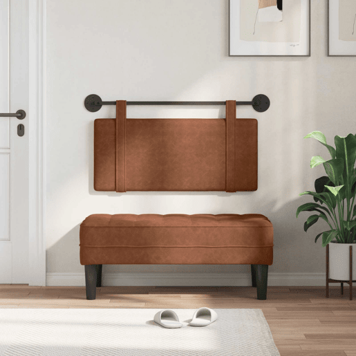 Cabeceira de cama suspensa Castanho PU Antigo Cabeceira de cama suspensa Castanho PU Antigo