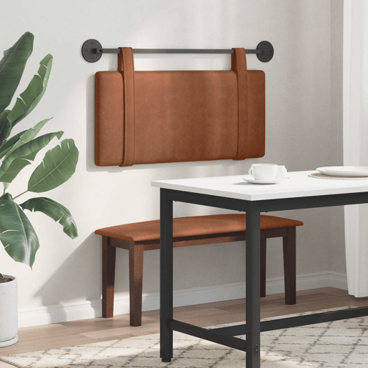 Cabeceira de cama suspensa Castanho PU Antigo Cabeceira de cama suspensa Castanho PU Antigo