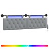 Cabeceira de cama suspensa Com luz LED Cinzento-claro Tecido