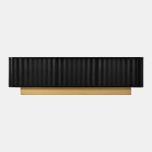 Móvel de TV 160 cm - Design arredondado, arrumação, gestão de cabos, frente texturizada - Preto