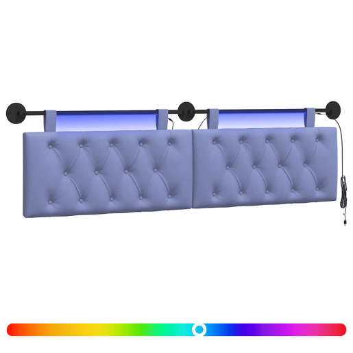 Cabeceira de cama suspensa Com luz LED Azul Jeans Tecido Cabeceira de cama suspensa Com luz LED Azul Jeans Tecido