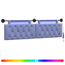 Cabeceira de cama suspensa Com luz LED Azul Jeans Tecido