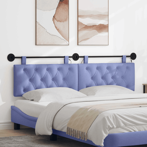 Cabeceira de cama suspensa Com luz LED Azul Jeans Tecido Cabeceira de cama suspensa Com luz LED Azul Jeans Tecido