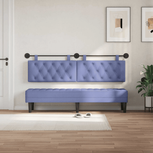 Cabeceira de cama suspensa Com luz LED Azul Jeans Tecido Cabeceira de cama suspensa Com luz LED Azul Jeans Tecido