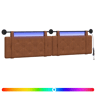 Cabeceira de cama suspensa Com luz LED Castanho PU Antigo