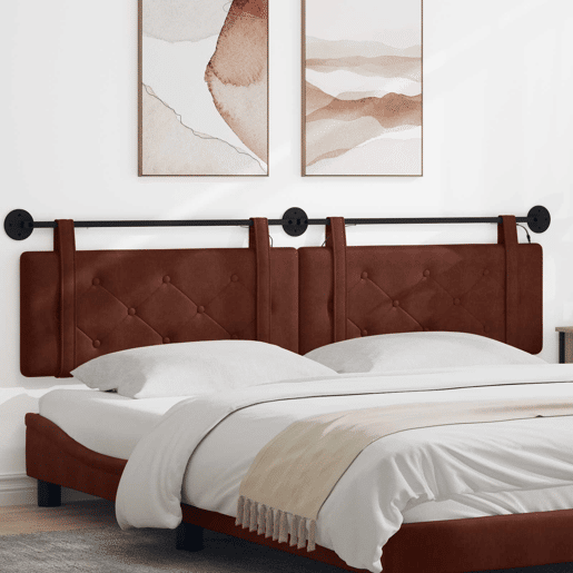 Cabeceira de cama suspensa Com luz LED Marrom Brilhante PU Antigo Cabeceira de cama suspensa Com luz LED Marrom Brilhante PU Antigo