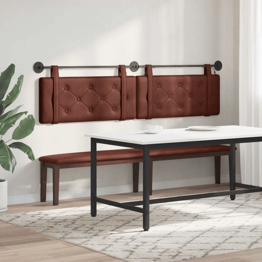 Cabeceira de cama suspensa Com luz LED Marrom Brilhante PU Antigo Cabeceira de cama suspensa Com luz LED Marrom Brilhante PU Antigo