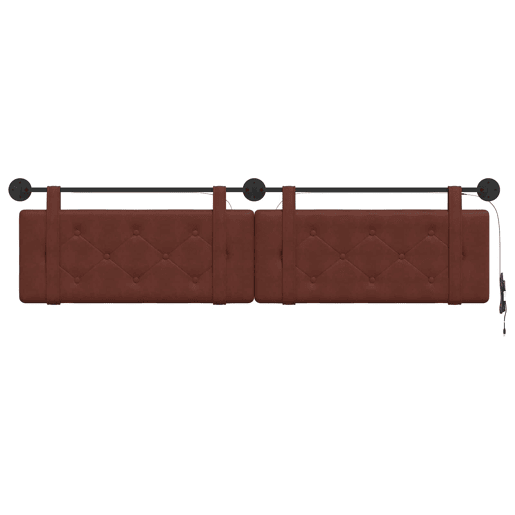 Cabeceira de cama suspensa Com luz LED Marrom Brilhante PU Antigo Cabeceira de cama suspensa Com luz LED Marrom Brilhante PU Antigo