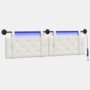Cabeceira de cama suspensa Com luz LED Branco Couro Sintético