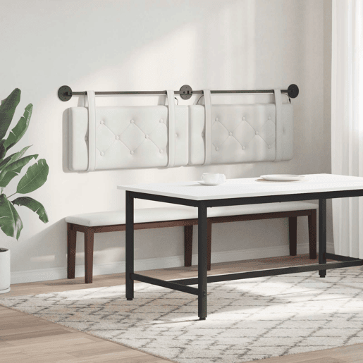 Cabeceira de cama suspensa Com luz LED Branco Couro Sintético Cabeceira de cama suspensa Com luz LED Branco Couro Sintético