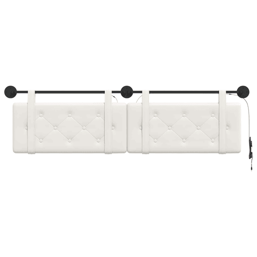 Cabeceira de cama suspensa Com luz LED Branco Couro Sintético Cabeceira de cama suspensa Com luz LED Branco Couro Sintético