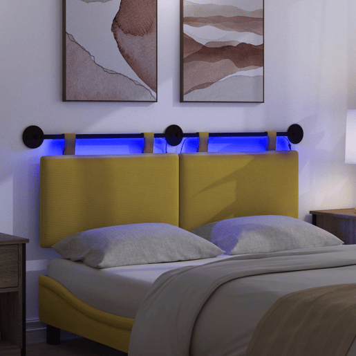 Cabeceira de cama suspensa Amarelo Claro Tecido de Veludo Cotele