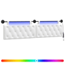 Cabeceira de cama suspensa Com luz LED Branco Tecido
