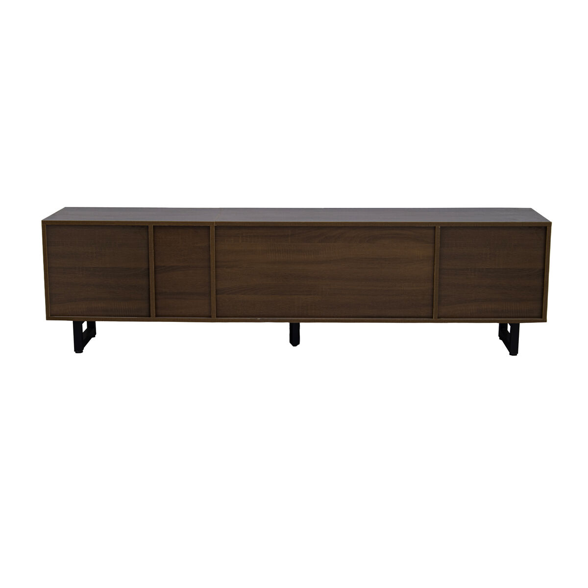 mueble tv 180x38 cm - 4 puertas bajo diseno vintage - negro y natural