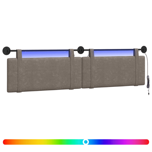Cabeceira de cama suspensa Com luz LED Cinzento PU Antigo Cabeceira de cama suspensa Com luz LED Cinzento PU Antigo
