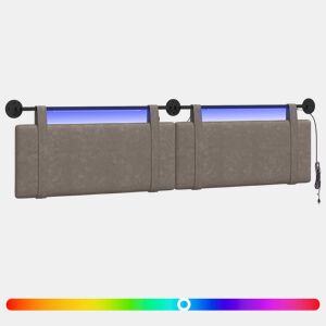 Cabeceira de cama suspensa Com luz LED Cinzento PU Antigo