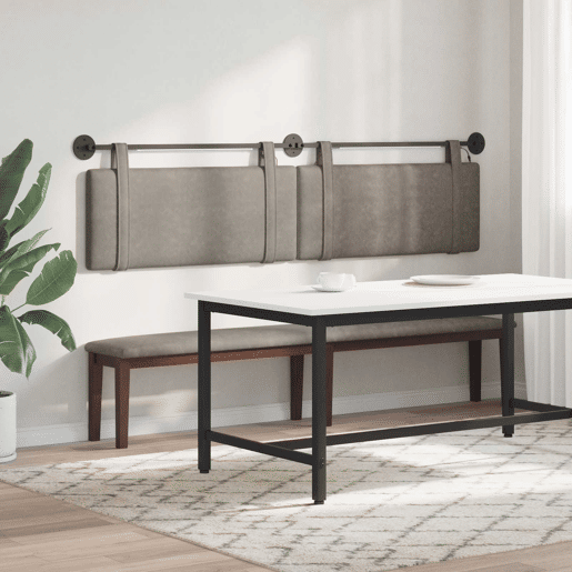 Cabeceira de cama suspensa Com luz LED Cinzento PU Antigo Cabeceira de cama suspensa Com luz LED Cinzento PU Antigo