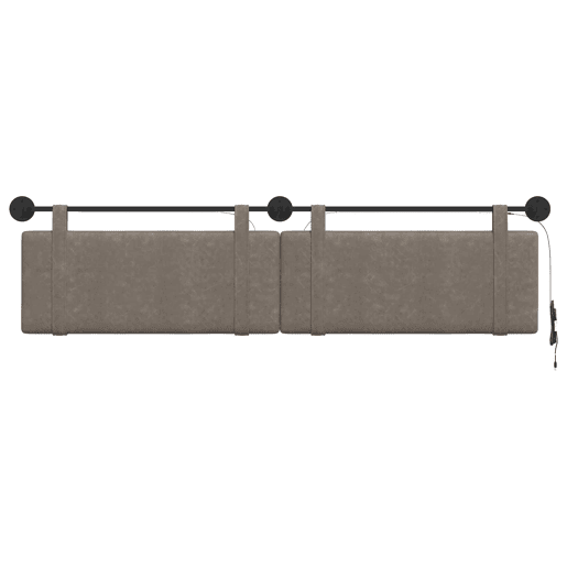 Cabeceira de cama suspensa Com luz LED Cinzento PU Antigo Cabeceira de cama suspensa Com luz LED Cinzento PU Antigo